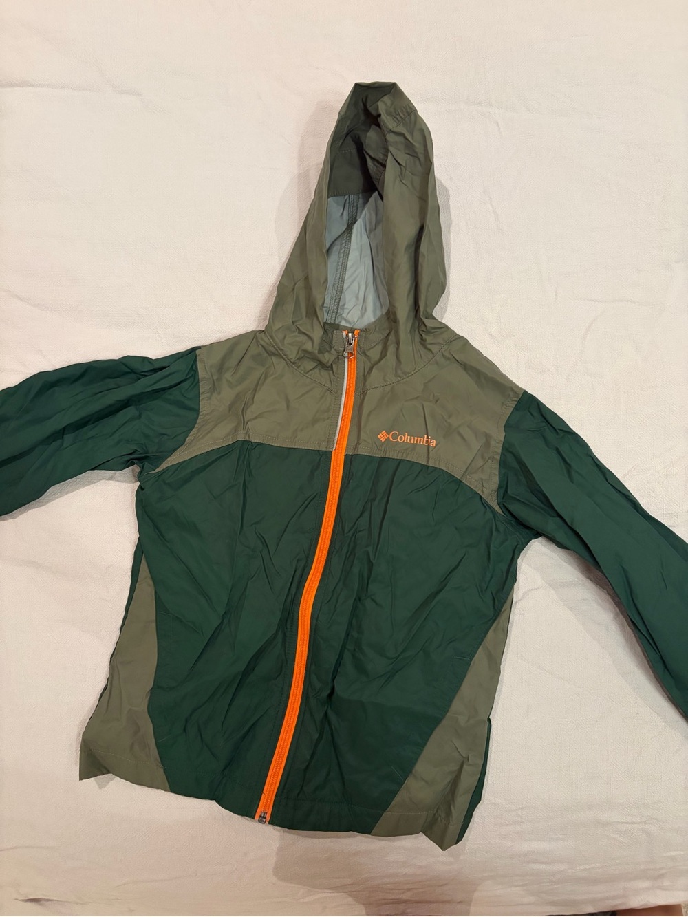 Columbia Olive Green Hooded Jacket with Light Gray Lining